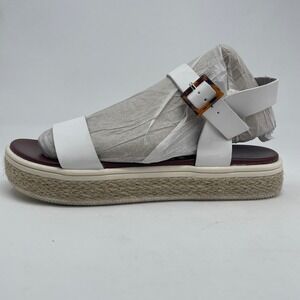 MIA Espadrille White Chunky Platform Sandals Tortoise Buckle Ankle Strap Women 9